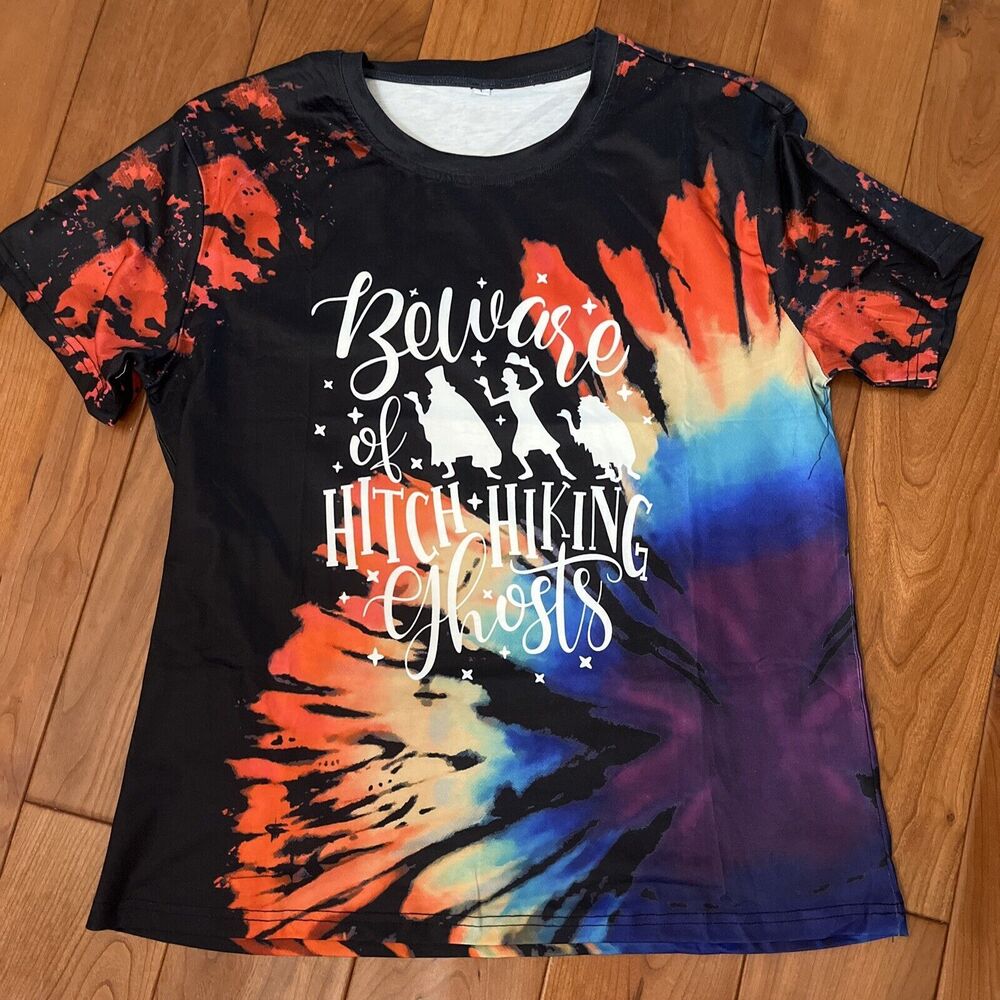 Halloween T Shirt Size Large Haunted Mansion Hitch Hikers Tie Dye